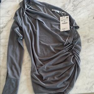 Elegant Gray One Shoulder Zara Top